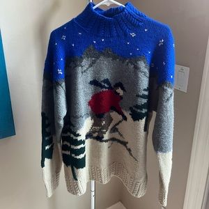 Lauren Ralph Lauren Blue and Gray Ski Sweater